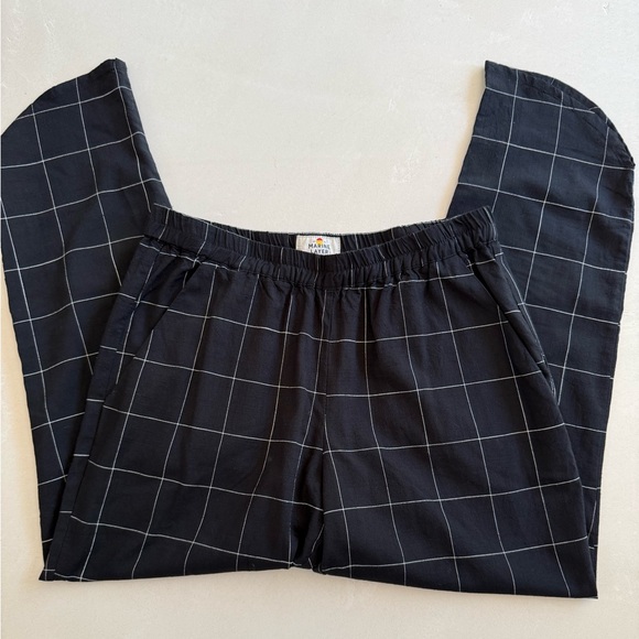 Marine Layer Pants - Marine Layer Allison Windowpane Plaid High Rise Cropped Straight Leg Pants Small
